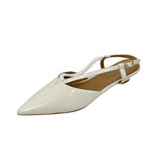 Patent Kid Leather Pointed Toe Low Heel Sandal