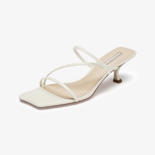Genuine Leather Slim Strap Summer Casual High Heel Slipper