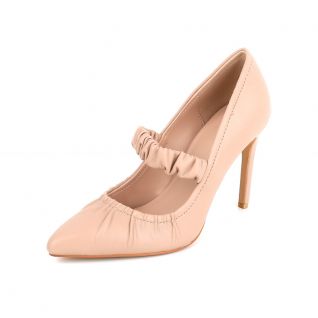 Genuine Kid Leather Stiletto Back Sling Instep Strap Women's Shoe