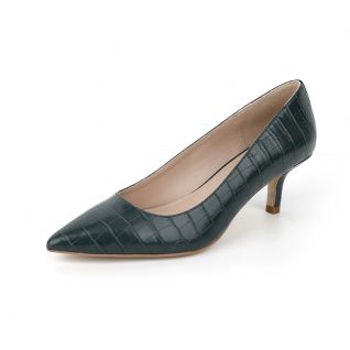 Crocodile Texture Leather Casual Women's Heel Pump