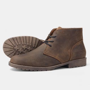 Crazy Horse Leather Men's Martin Boots Ankle Shoes