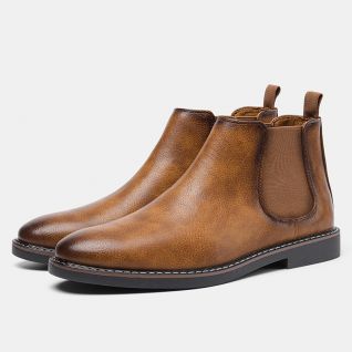 Vintage Leather Men's Ankle Shoes Casual Chelsea Boots