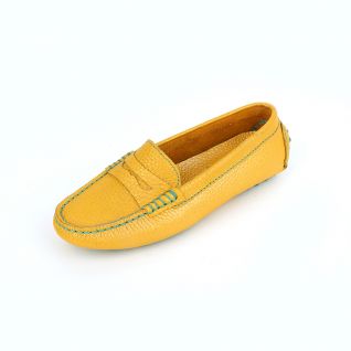 Leather Whipstitch Trim Penny Loafers Soft Women's Shoes