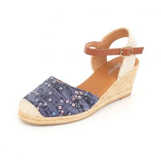Sequined Cloth Espadrille Platform Closed Toe Summer Women's Shoes