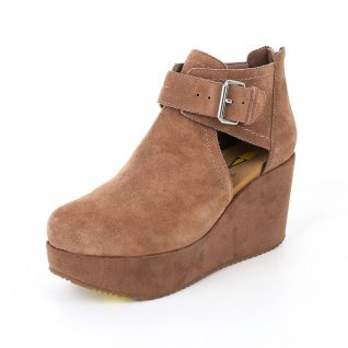 Suede Leather Back Zip Platform Boot Women's Shoes