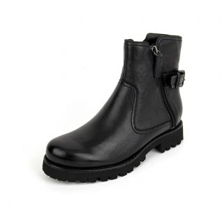Round Toe Buckle Strap Trim Side Zipper Short Boots Women's Shoes