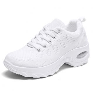 Flyknit Thick Sole Laced up Walking Sneakers Women's Shoes