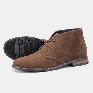 Cow Suede Men's Laced up Casual Booties Ankle Shoes