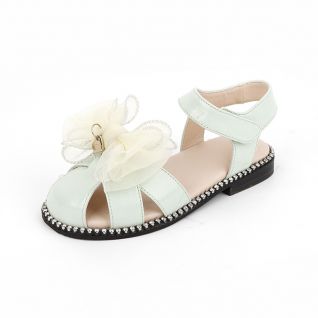 Pearlized Leather Rehinstone Welted Sole Girls Sandals Kids' Shoes