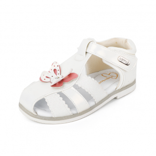 Pearlized PU Butterfly Decoration Close Toe Toddler Sandals Kids' Shoes