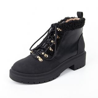 Fashion Lace up Shearling Collar Ankle Boot Kids' Shoes
