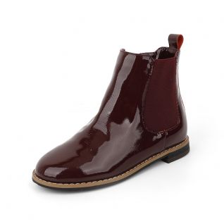 Patent Leather Premium Fashion Collar Ankle Chelsea Boots Kids' Shoes