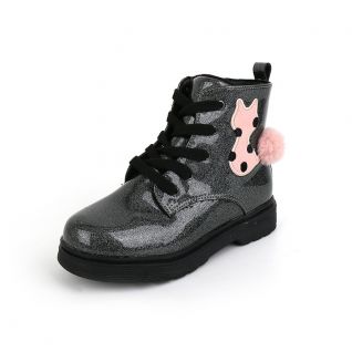 Glitter Film Fashion Lace up Cute Martin Boots Little Kids' Shoes