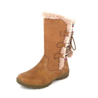 Micro Suede Fur Pompom Back Lace up Winter High Boots Kids' Shoes
